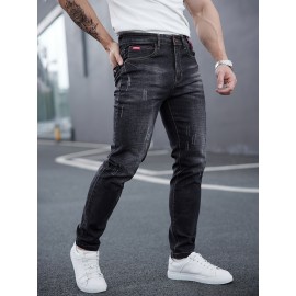 Men's Casual Skinny Jeans, Chic Street Style Stretch Jeans