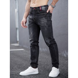 Men's Casual Skinny Jeans, Chic Street Style Stretch Jeans