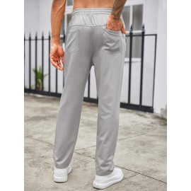 1pc Men'S Casual Cotton Drawstring Pants - Solid Color, Non-Stretch Fabric, Regular Fit, All-Season Straight Leg Cargo Trousers