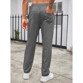 1pc Men'S Casual Cotton Drawstring Pants - Solid Color, Non-Stretch Fabric, Regular Fit, All-Season Straight Leg Cargo Trousers