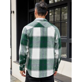 Mens Flannel Shirt Long Sleeve Plaid Jacket Casual Button Down Shirts Shacket