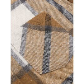 Mens Flannel Shirt Long Sleeve Plaid Jacket Casual Button Down Shirts Shacket