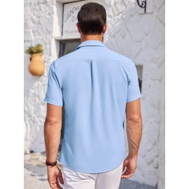 Mens Summer Beach Shirt Short Sleeve Shirts Casual Button Down Shirts Wrinkle Free