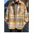 Color Block Plaid Men's Retro Long Sleeve Button Down Shirt With Chest Pockets, Spring Fall Casual Outdoor Loose Shirt