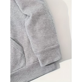 Men's Polyester Hooded Sweatshirt with Geometric Leaf Applique, Sports Style Active Hoodie with Slight Stretch, Regular Fit Knit Fabric Pullover - Casual Hip Hop Streetwear