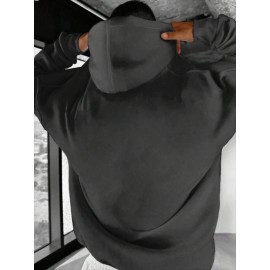 ME VS ME Print, Men's Casual and Cozy Hoodies, Trendy Long Sleeve Hooded Sweatshirt, Casual Versatile Top for Autumn Winter