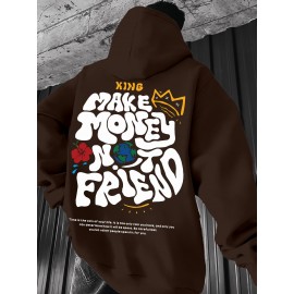 Men's Casual Hoodie, Spring/Autumn Fashion, Geometric Pattern, Knit Fabric, Regular Fit, Polyester, Stretchy, Crew Neck, 