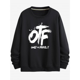 OTF printed hoodie, casual round neck pullover hoodie, long sleeves, suitable for spring and autumn, comfortable and fitted