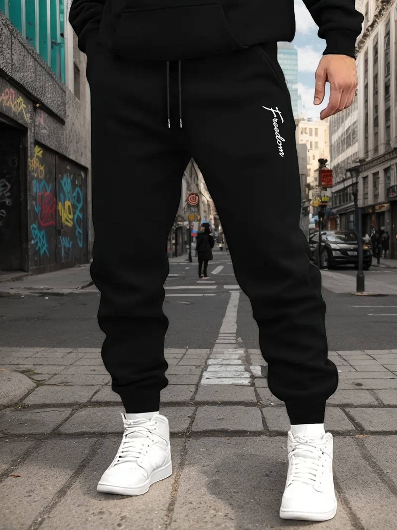 1pc Men S Casual Sweatpants with   Print, 50% Cotton 50% Polyester Knit Fabric,   Waist with Drawstring, Regular Fit for Weekend Casual Wear, Fall/  details 0