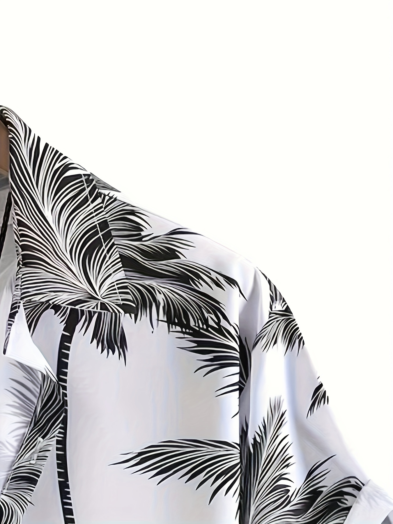 tropical coconut tree pattern print mens short sleeve button up lapel shirt for summer resort holiday hawaiian style details 3