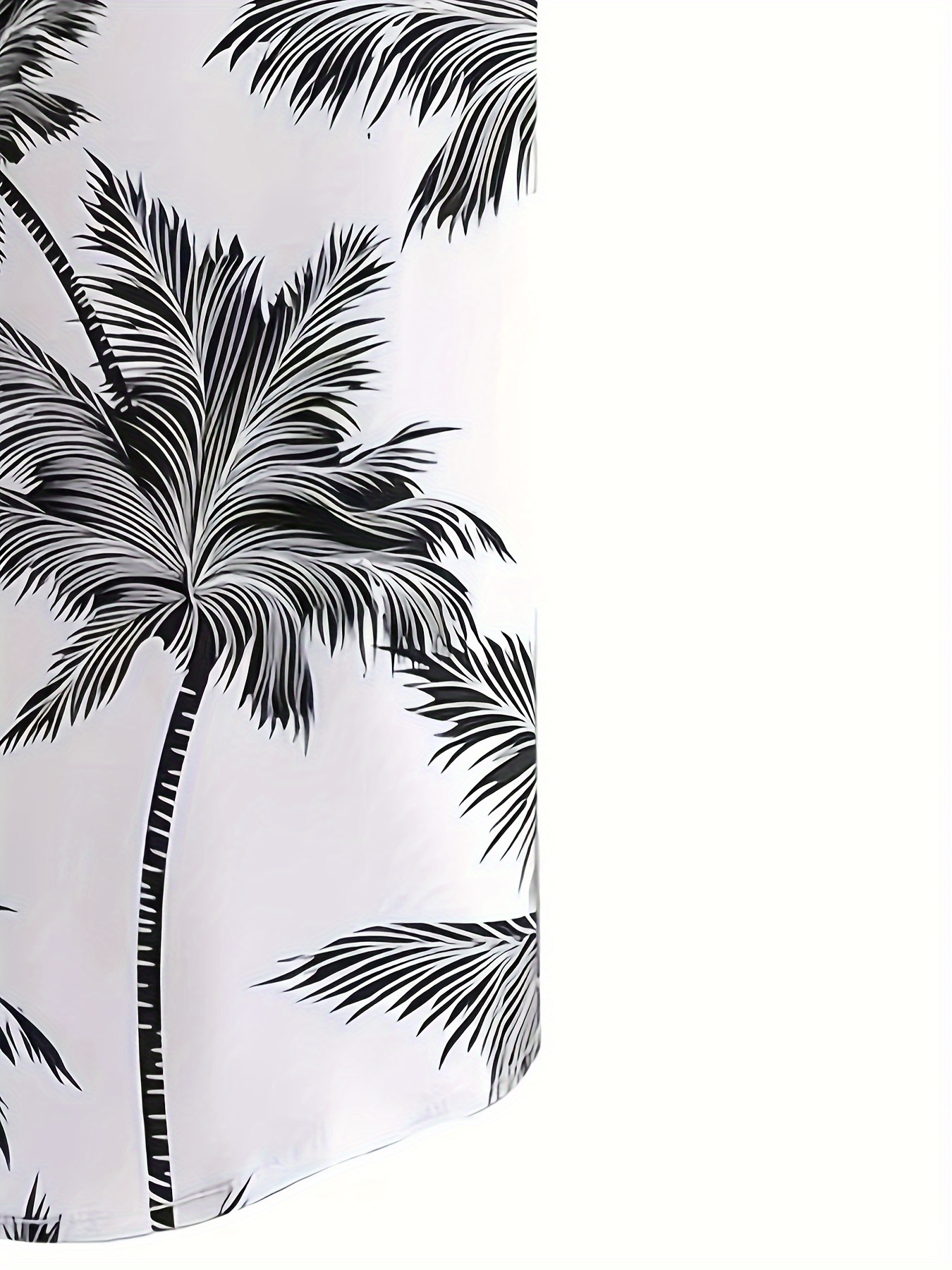 tropical coconut tree pattern print mens short sleeve button up lapel shirt for summer resort holiday hawaiian style details 4